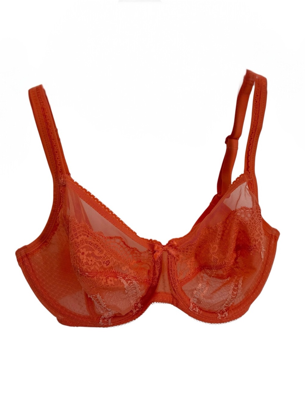Wacoal Full Figure Underwire Lace Bra 855216 Salmon Size 34DD Unlined Back Close